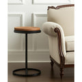 Homeroots 25 Brown And Black Wood And Iron Round Pedestal End Table 18.00 In. X 25.20 In. X 18.00 In.