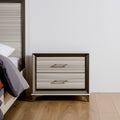 Homeroots 25 Silver And White Wood Lighted Two Drawer Nightstand