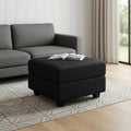 Homeroots 26 Black Faux Leather Storage Ottoman