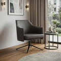 Homeroots 26 Gray And Black Faux Leather Swivel Lounge Chair 25.99 In. X 33.27 In. X 28.55 In.