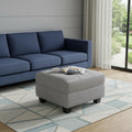 Homeroots 26 Light Gray And Black Linen Tufted Storage Ottoman