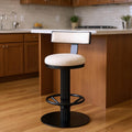 Homeroots 26 White And Black Linen And Steel Counter Height Swivel Bar Chair