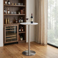 Homeroots 26 White And Silver Rounded Steel Bar Table 25.60 In. X 41.30 In. X 25.60 In.