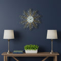 Homeroots 27 Gold Silver And Metal And Faux Crystals Silent Analog Sunburst Wall Clock 27.00 In. X 27.00 In. X 1.50 In.