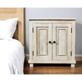 Homeroots 28 Distressed White Solid Wood Nightstand With Storage
