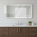 Homeroots 28 Lighted Frameless Anti Fog Bathroom Vanity Mirror 59.05 In. X 27.55 In. X 0.99 In.