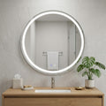 Homeroots 28 Round Lighted Frameless Anti Fog Bathroom Vanity Mirror 27.56 In. X 27.56 In. X 1.57 In.