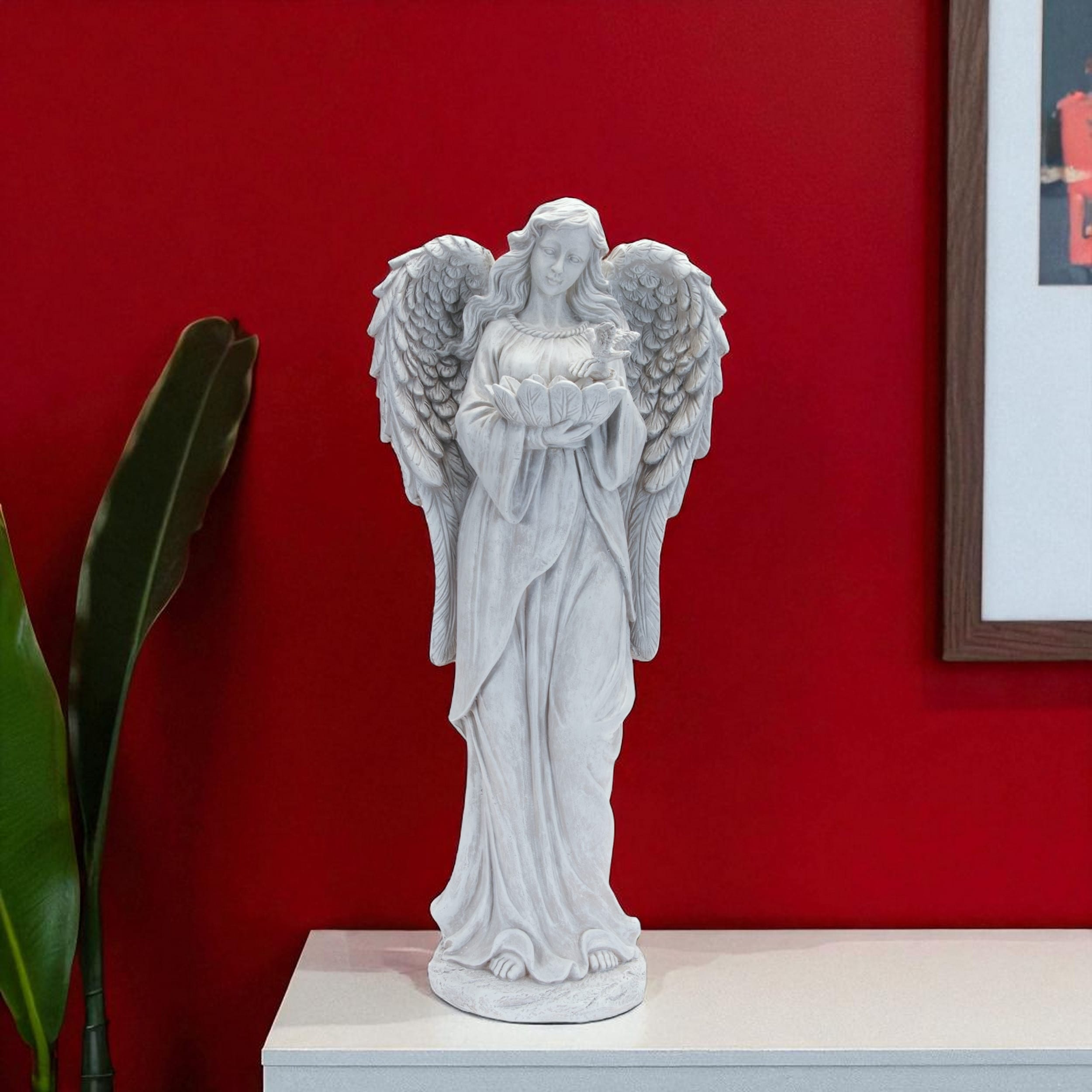 Homeroots 29 Gray Polyresin Angel Statue 12.50 In. X 28.50 In. X 7.50 In.