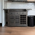 Homeroots 29 Gray Solid Wood Rolling Kitchen Island With Storage 29.00 In. X 42.50 In. X 67.75 In.