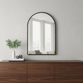 Homeroots 30 Black Aluminum Arch Framed Anti Fog Accent Mirror 20.00 In. X 29.92 In. X 0.55 In.