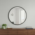 Homeroots 30 Black Aluminum Round Framed Accent Mirror 30.00 In. X 30.00 In. X 0.70 In.