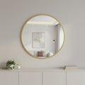 Homeroots 30 Gold Aluminum Round Framed Accent Mirror 30.00 In. X 30.00 In. X 0.70 In.