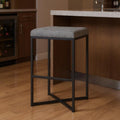 Homeroots 30 Gray And Black Fabric And Iron Backless Bar Height Bar Chair
