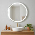 Homeroots 30 Round Lighted Frameless Anti Fog Bathroom Vanity Mirror 29.92 In. X 29.92 In. X 1.57 In.
