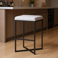 Homeroots 30 White And Black Iron And Fabric Backless Bar Height Bar Chair