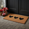 Homeroots 30 X 48 Brown And Black Three Hearts Outdoor Coir Door Mat 30.00 X 48.00