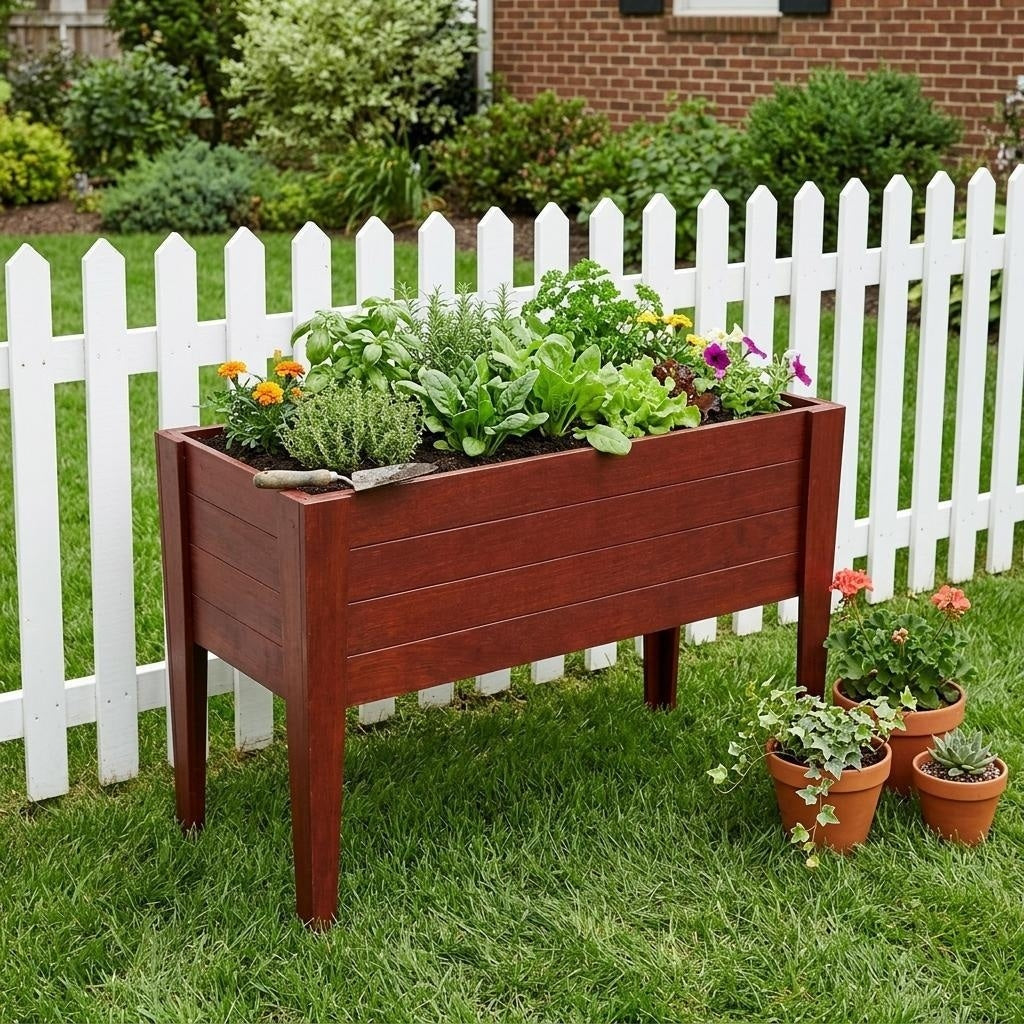 Homeroots 30 X 60 Mahogany Heavy Duty Plastic Rectangular Raised Garden Bed