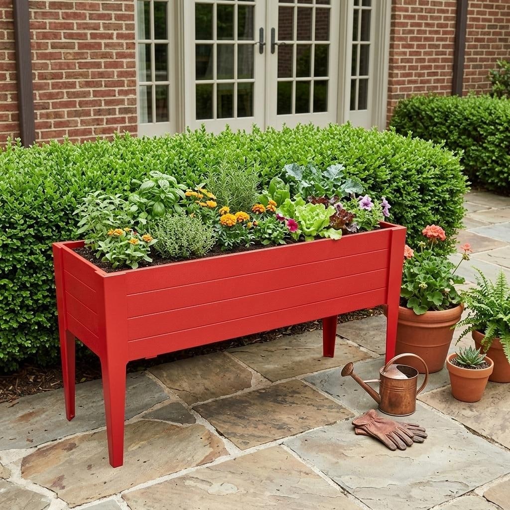 Homeroots 30 X 72 Mahogany Heavy Duty Plastic Rectangular Raised Garden Bed