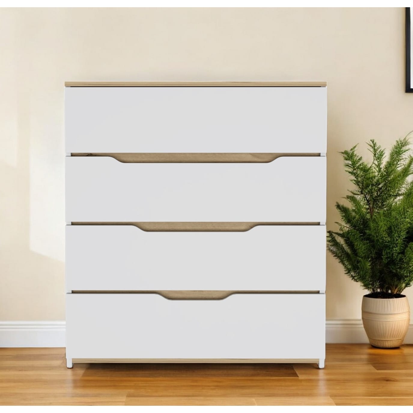 Homeroots 31 Brown And White Four Drawer Standard Chest