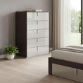 Homeroots 31 Chestnut And Light Gray Wood Five Drawer Dresser