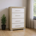 Homeroots 31 Natural And White Wood Four Drawer Dresser
