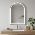 Homeroots 32 Arch Lighted Frameless Bathroom Vanity Mirror 23.62 In. X 31.50 In. X 1.57 In.