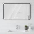 Homeroots 32 Black Aluminum Lighted Framed Anti Fog Bathroom Vanity Mirror 47.24 In. X 31.50 In. X 1.18 In.