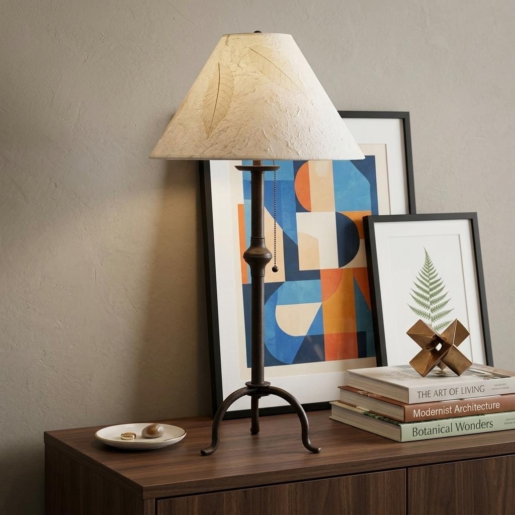 Homeroots 32 Black Metal Table Lamp With Off White Empire Shade 16.00 In. X 32.00 In. X 16.00 In.
