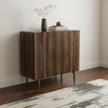 Homeroots 32 Brown Wood Carved Geometric Sideboard With Two Doors 31.50 In. X 30.70 In. X 15.75 In.