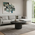Homeroots 32 Dark Gray Wood Round Pedestal Coffee Table 32.00 In. X 14.00 In. X 32.00 In.
