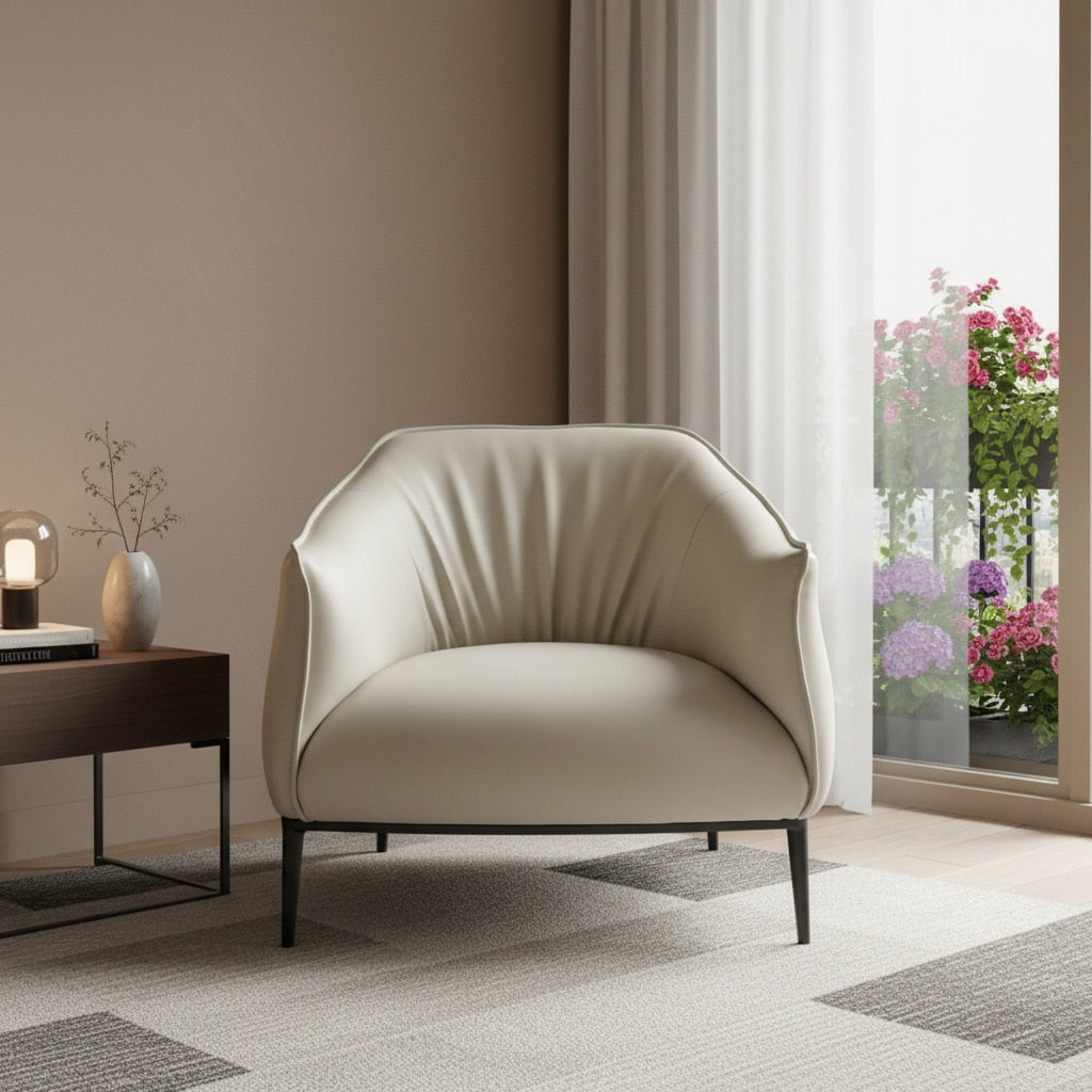Homeroots 32 Light Gray And Black Faux Leather And Steel Arm Chair 32.00 In. X 30.00 In. X 33.00 In.