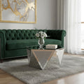Homeroots 32 Silver Mirrored Glass And Faux Crystal Hexagon Drum Coffee Table 31.50 In. X 15.70 In. X 31.50 In.