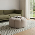 Homeroots 32 Taupe Tufted Boucle Tufted Round Ottoman