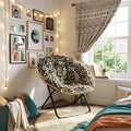 Homeroots 33 Beige Brown And Tufted Faux Fur And Metal Leopard Folding Lounge Chair 33.00 In. X 32.50 In. X 16.00 In.
