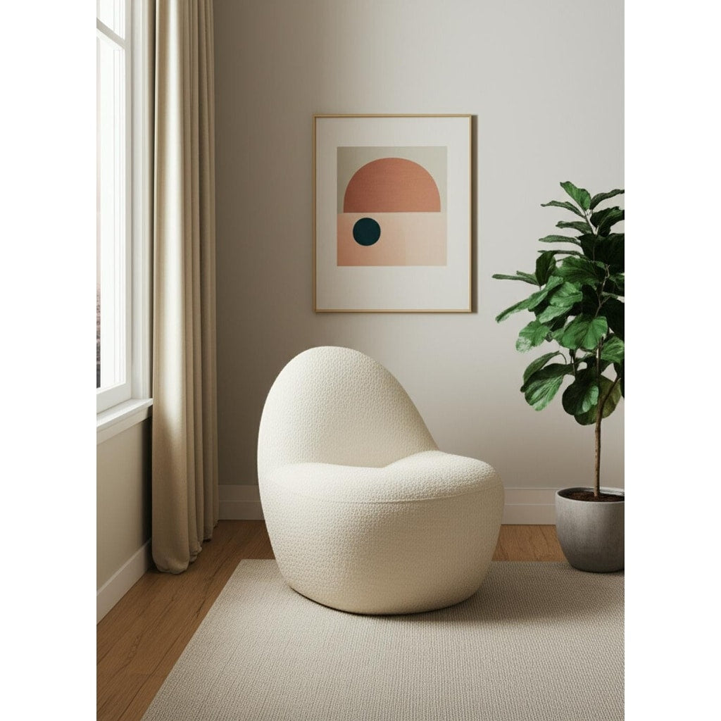 Homeroots 33 Cream Boucle Slipper Chair 32.68 In. X 31.50 In. X 26.38 In.