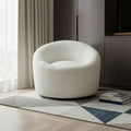 Homeroots 33 White Boucle Swivel Lounge Chair 33.00 In. X 27.00 In. X 33.00 In.