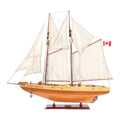 Homeroots 33 Wood Brown Solid Wood Hand Painted Bluenose Ii Model Boat 38.50 In. X 32.75 In. X 6.50 In.