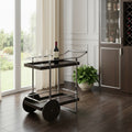 Homeroots 34 Brown And Silver Iron And Wood Rolling Bar Cart 34.25 In. X 35.00 In. X 19.50 In.