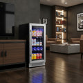 Homeroots 34 X 15 Silver And Black Stainless Steel Single Compartment Can Beverage Refrigerator