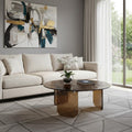 Homeroots 35 Bronze Glass Round Coffee Table 35.00 In. X 14.00 In. X 35.00 In.