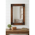 Homeroots 35 Brown Solid Wood Rustic Framed Accent Mirror 23.00 In. X 35.00 In. X 3.00 In.