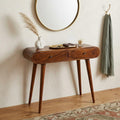 Homeroots 35 Chestnut Solid Wood Console Table With Two Drawers 35.40 In. X 30.70 In. X 13.80 In.