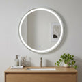 Homeroots 35 Round Lighted Frameless Anti Fog Bathroom Vanity Mirror 35.43 In. X 35.43 In. X 1.57 In.