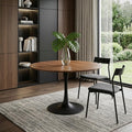 Homeroots 36 Brown And Black Rounded Solid Wood And Iron Pedestal Base Dining Table 36.00 In. X 29.63 In. X 36.00 In.