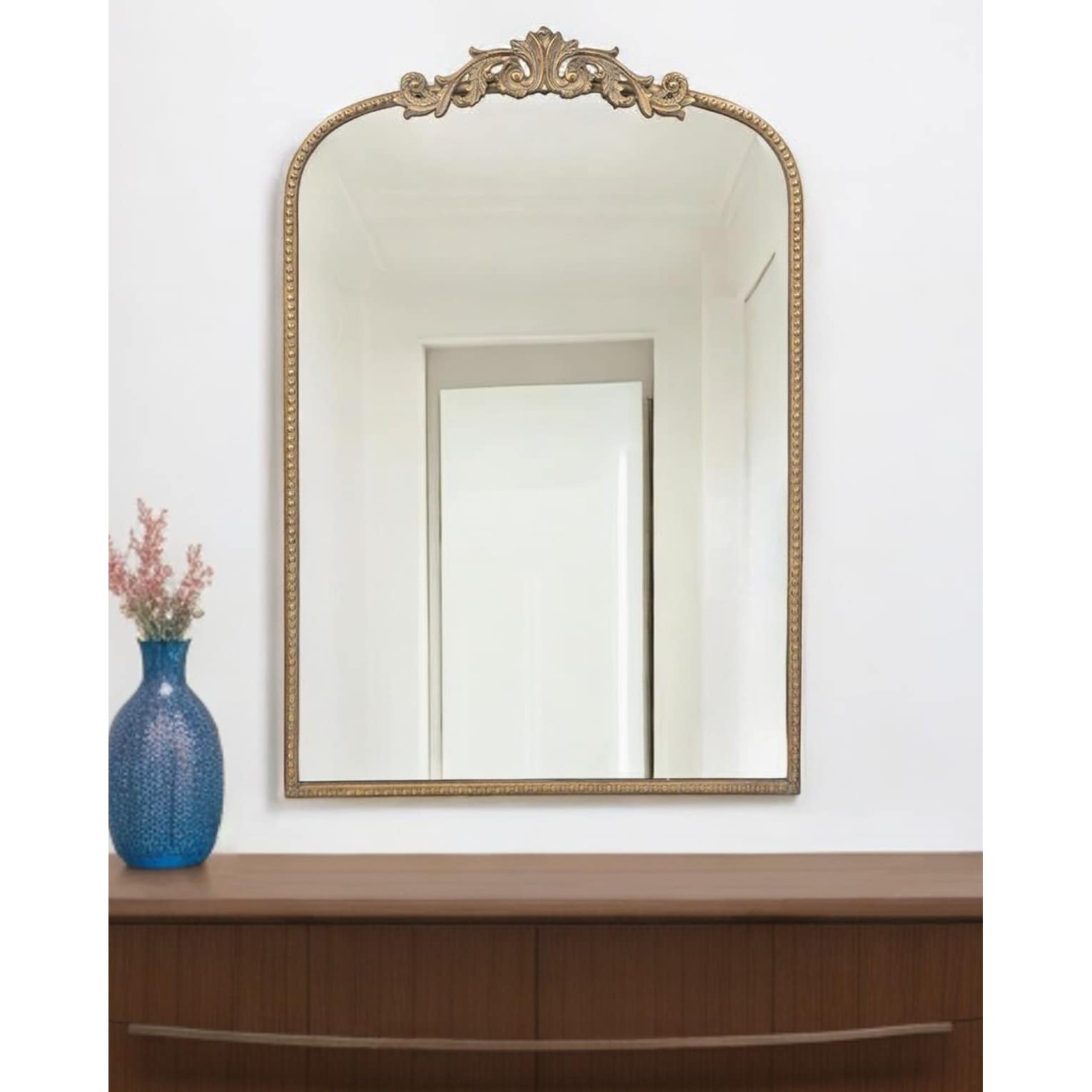 Homeroots 36 Gold Arch Iron Framed Accent Mirror 24.00 In. X 36.00 In. X 1.50 In.