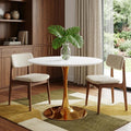Homeroots 36 White And Gold Metal Dining Table 36.00 In. X 29.00 In. X 36.00 In.