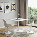Homeroots 36 White Wood And Steel Pedestal Base Square Dining Table 36.00 In. X 30.30 In. X 36.00 In.