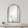 Homeroots 38 Black Aluminum Arch Framed Anti Fog Accent Mirror 25.98 In. X 37.80 In. X 0.55 In.