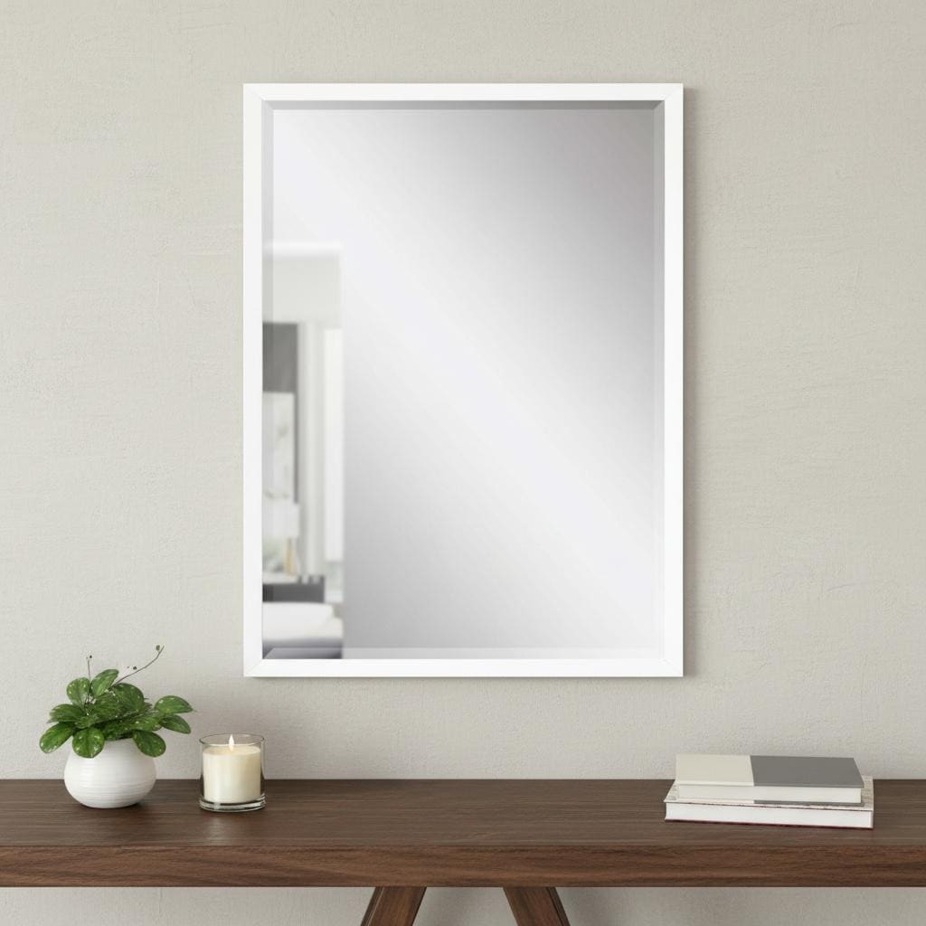 Homeroots 38 White Solid Wood Framed Accent Mirror 26.00 In. X 38.00 In. X 3.00 In.
