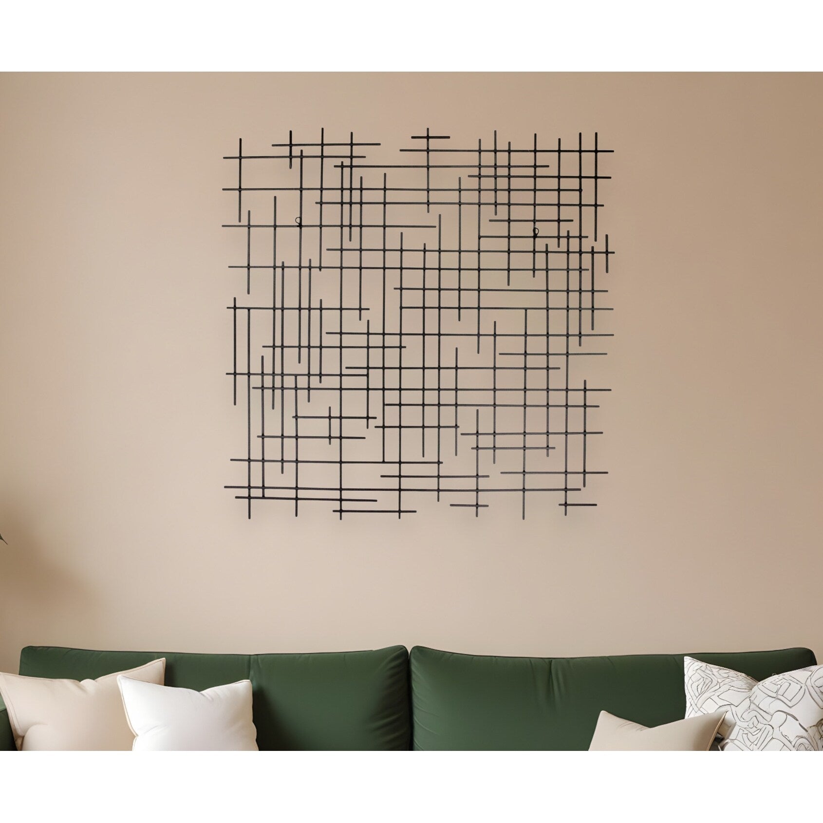 Homeroots 38 X 38 Black Geometric Metal Hanging Dimensional Sculpture
